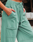 Mineral Wash Reverse Seam Drawstring Elastic Waist Pants