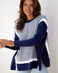 Stripe Colorblock Patchwork Dolman Sleeve Sweater