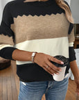 Colorblock Crew Neck Drop Shoulder Sweater