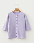 Solid 3/4 Sleeve Boxy Button-Down Cardigan