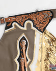 Hilason Handmade Genuine Leather Chaps Adult Handtooled Rodeo Bull Riding