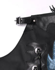 Hilason Bull Riding Smooth Genuine Leather Rodeo Western Chaps Black Blue