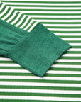 Green Stripe Exposed Seam Patchwork Plus Size Thermal Top