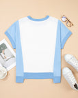 Colorblock Exposed Seam Crew Neck T-Shirt