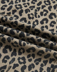 Leopard Denim Drawstring Elastic Waist Loose Pants