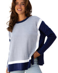 Stripe Colorblock Patchwork Dolman Sleeve Sweater