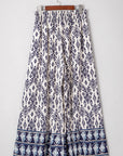 Boho Smocked High Waist Wide Leg Pants