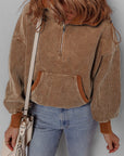 Abigail Kangaroo Drawstring Corduroy Hoodie