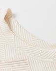 White Floral Patchwork Sleeve Textured Plus Size Pullover Top