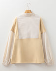 Khaki Stripe Mix Half Zip French Terry Plus Size Sweatshirt
