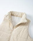 Corduroy Stand Neck Zipped Puffer Vest