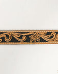 HILASON Western Genuine Leather Belt for Men Women Cowboy Cowgirl Handmade Unisex Full Grain Heavy Duty Floral Tooled Belt