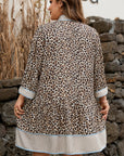 Plus Size Leopard Stripe Trim V-Neck Mini Dress
