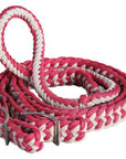 Hilason Braided Poly Barrel Racing Contest Flat Reins 1" X 8Ft Tan Black