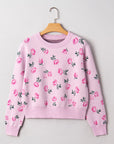 Floral Drop Shoulder Cropped Sweater