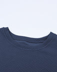 Solid Textured T-Shirt and Drawstring Pants Set