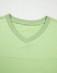Solid Loose V-Neck Tee & Drawstring Shorts Set