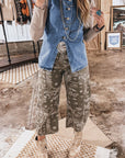Western Denim Button Front Slit Sleeveless Vest