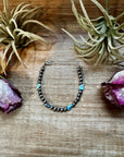 Golden Hill Turquoise Bracelet – 5mm Sterling Silver Pearls
