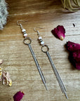 Chic dangle earrings with pink conch & sterling silver pearls