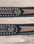 44" G Bar D 1.5" Black Leather Strap Mens Cowboy Belt W/ Silver Concho