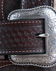 32" Roper Western 1.5" Elephant Print Basketweave Ends Mens Cowboy Belt Brown