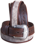 32" Roper Western 1.5" Dude Taupe Leather Basketweave Ends Mens Cowboy Belt
