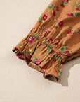 Plus Size Floral V-Neck Ruffle Sleeve Tiered Dress