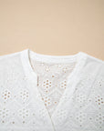 Flower Eyelet Embroidered Patchwork Sheer Shirt