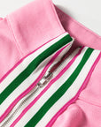 Stripe Contrast Collared Patchwork Sweatshirt
