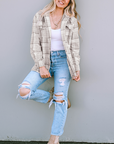 Plaid Removable Hood Buttoned Shacket