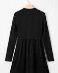 Ribbed Knit Patchwork Long Sleeve Dress