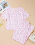 Leopard Short Sleeve Top and Pants Set