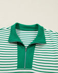 Stripe Quarter Zip Polo Collar T-Shirt Dress