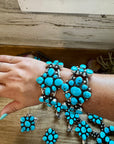 Complete Squash Blossom Set – Kingman Turquoise – Sterling Silver – Navajo Made by Wilson Dawes