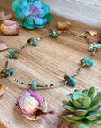 22” Chunky Turquoise & Dark Brown Shell Heishi Necklace