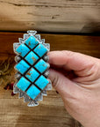 Big Ring - adjustable - kingman turquoise ring and sterling silver