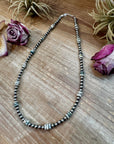Azurite & Sterling Silver Pearl Necklace – 5mm - 19"