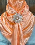 35X35" Solid Peach Wild Rag / Scarf WRS24 - Crystal Concho Wild Rag Slides - Assorted