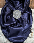 35X35" Solid Dark Blue Wild Rag / Scarf WRS9 - Crystal Concho Wild Rag Slides - Assorted