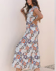 Kylee Floral Sleeveless Buttoned Wide Leg Jumpsuit