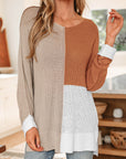 Colorblock Knit V-Neck Sweater