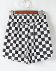 Checker High Waist Casual Shorts