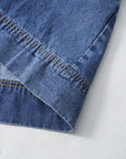 Blue Short Sleeve Collared Denim Mini Dress