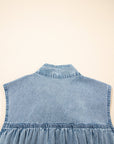 Clare Sleeveless Ruffled Chambray Dress