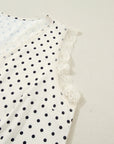 Plus Size Polka Dot Lace V-Neck Sleeveless Top