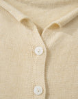 Solid Button-Front Rolled Hem Sweater Top