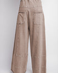 Mineral Wash Reverse Seam Drawstring Elastic Waist Pants