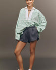 Stripe Half-Zip Long Sleeve Top