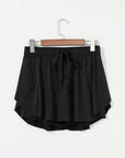 Solid Drawstring Elastic Waist Lined Tennis Skort